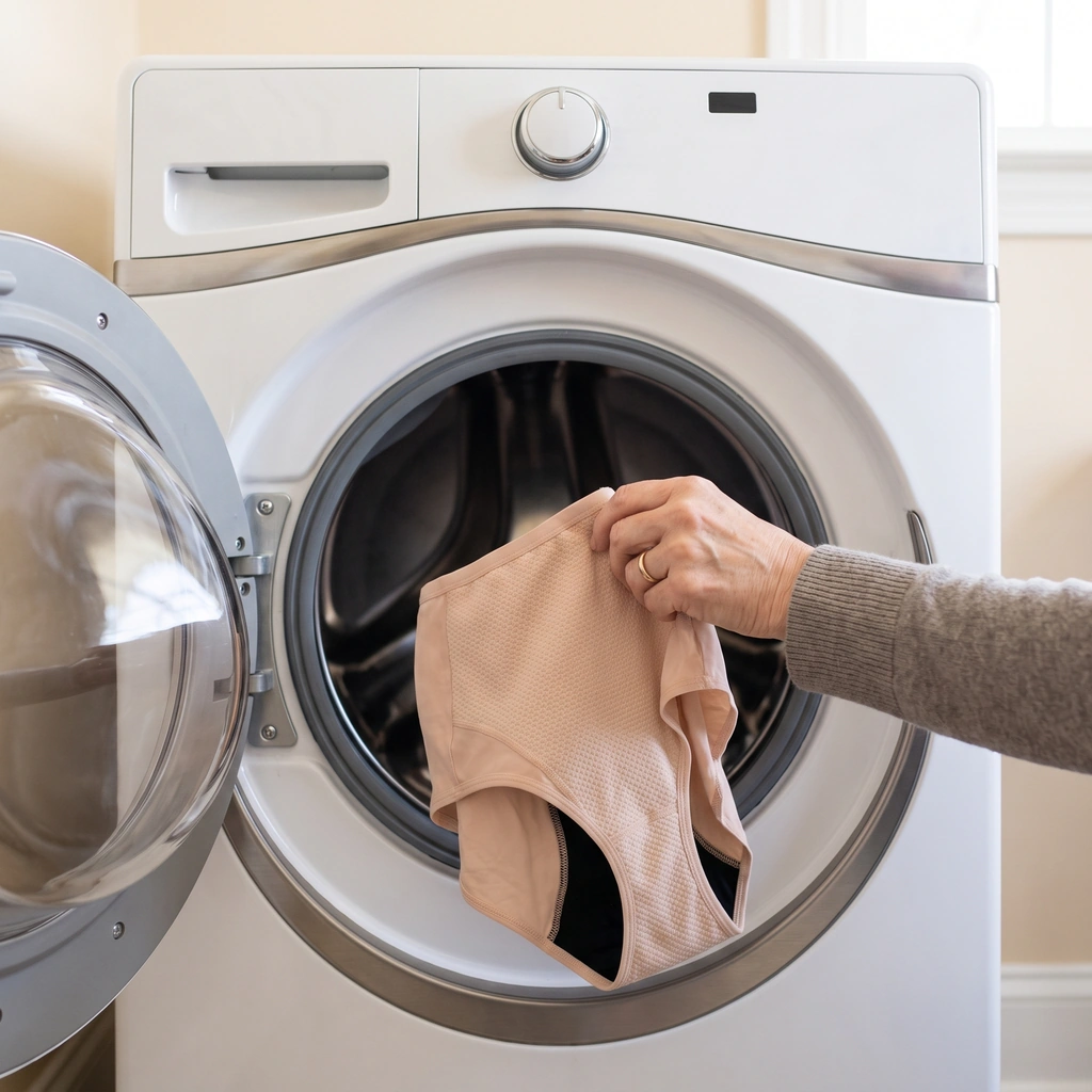 Culotte mise dans le tambour de la machine